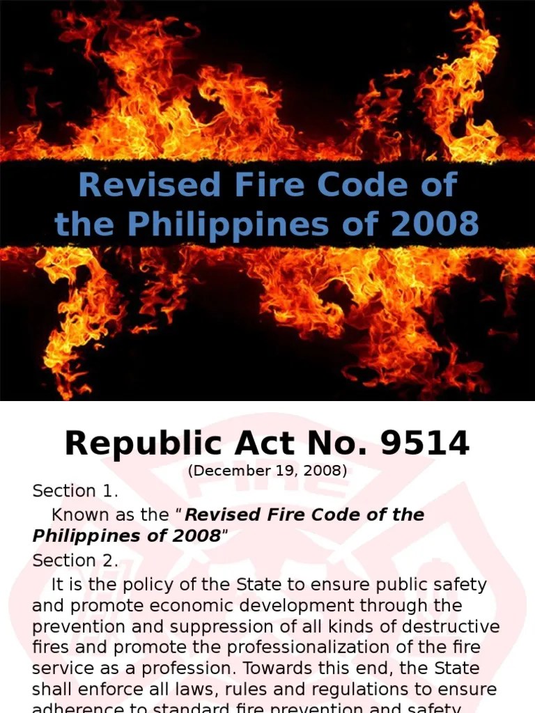 Revised Fire Code of The Philippines of 2008 Fire Safety Safety