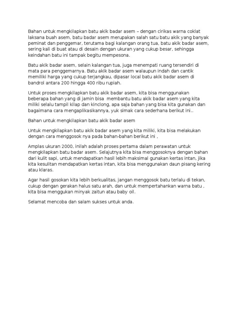 Bahan Untuk Mengkilapkan Batu Akik Badar Asem | PDF