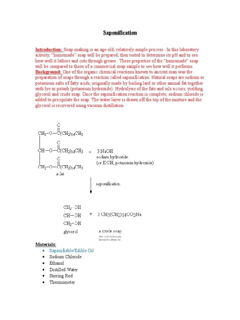 Saponification Lab Soap Chemical Compounds