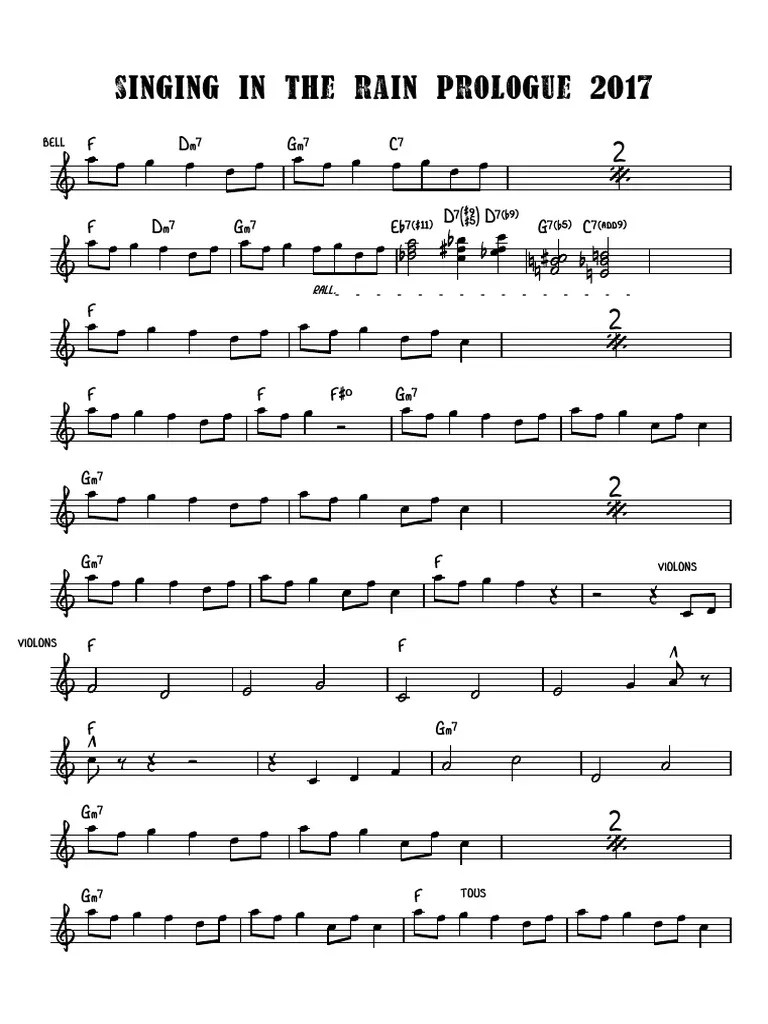 Singing in the Rain Prologue Partition Complète
