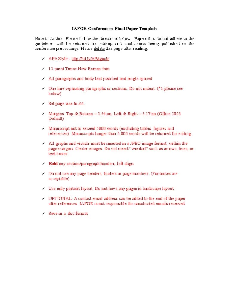 Final Paper Submission Template Publishing Writing