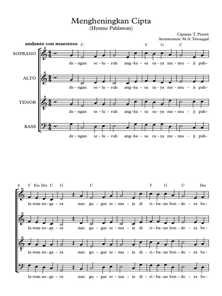 Hymne Pahlawan (Mengheningkan Cipta) SATB | PDF