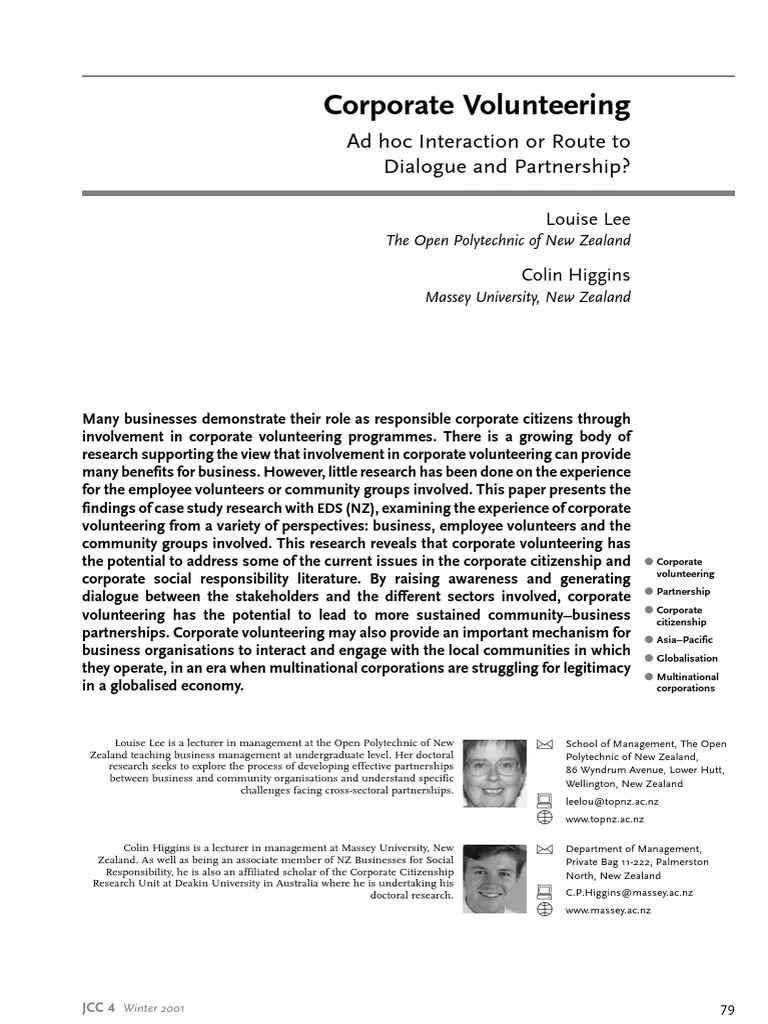 Corporate Volunteering Article Volunteering Community Organizing