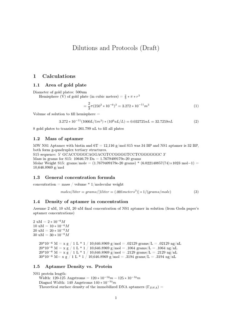 Dilutions Protocols Draft PDF Elisa Chemistry