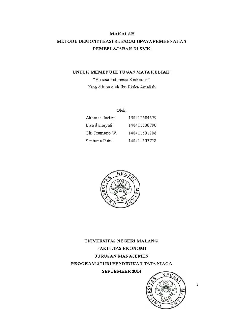 Metode Demonstrasi Sbg Upaya Pembenahan Pembelajaran Smk