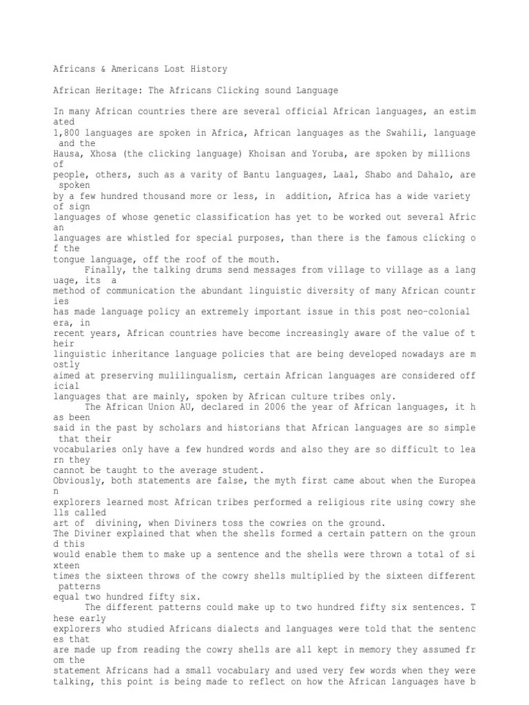 Africans Clicking Sound Language Languages Of Africa Africa