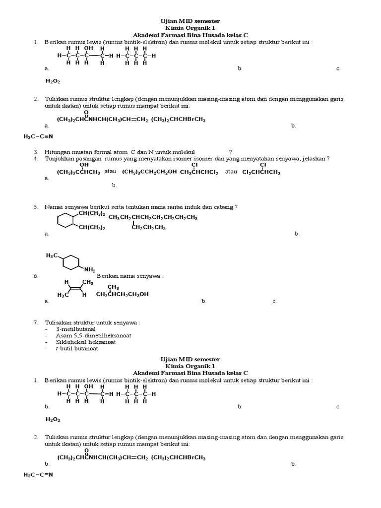 Tuliskan Rumus Struktur Dari Senyawa Berikut