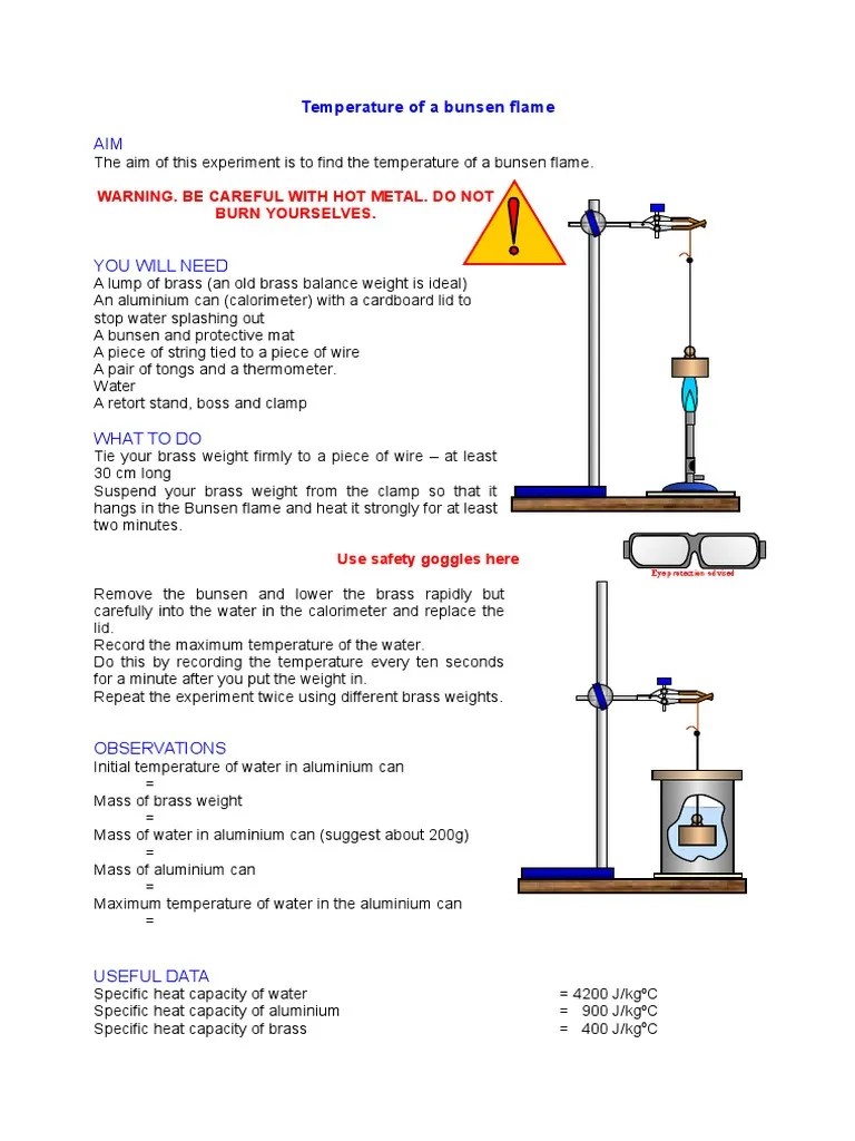 Temperature of a Bunsen Flame Temperature Heat