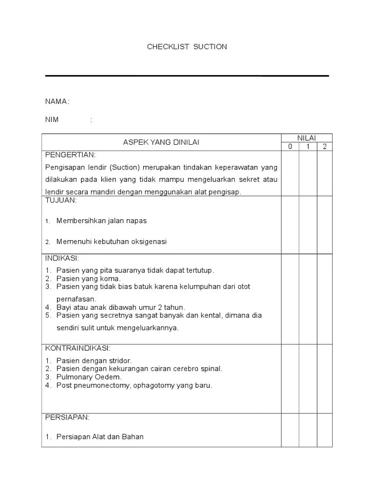 Checklist Suction PDF