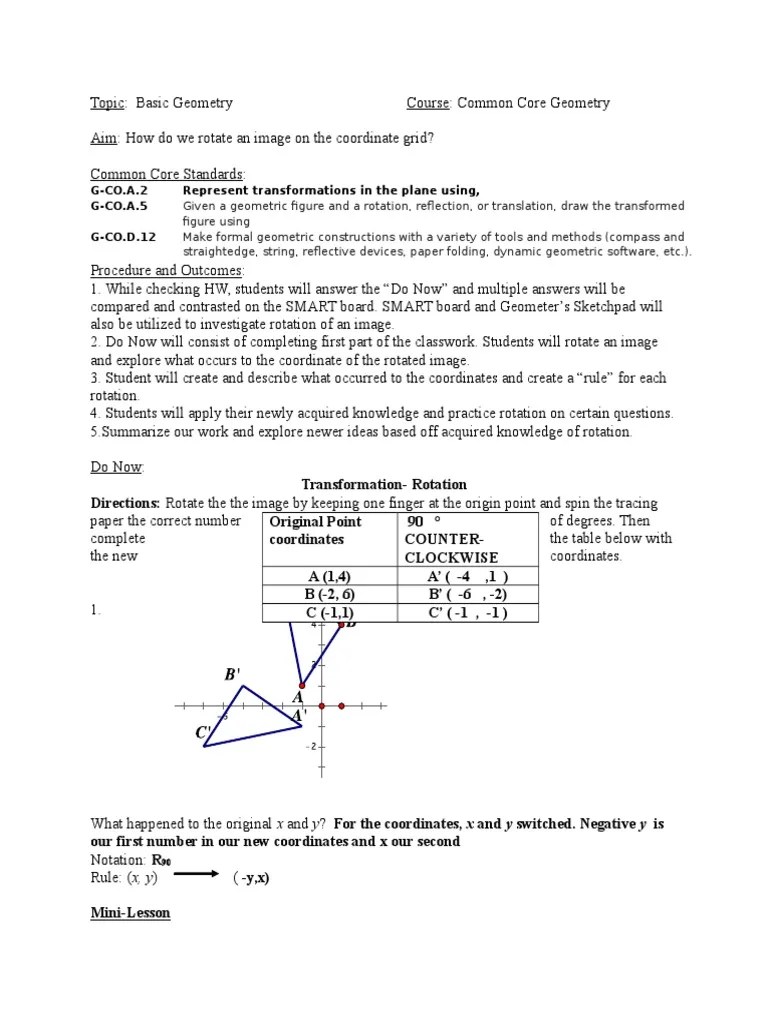GCO.A.2 Represent Transformations in The Plane Using, GCO.A.5 GCO.D.12 PDF Shape Geometry