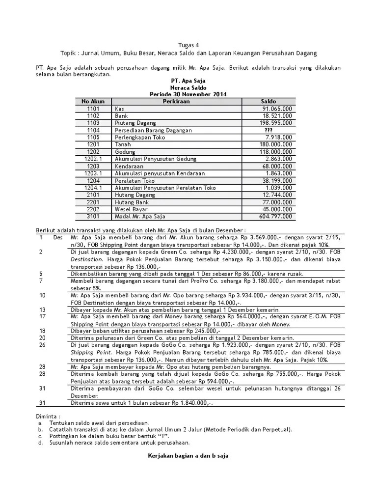 Contoh Soal Jurnal Umum Buku Besar Dan Neraca Saldo – Berbagai Buku