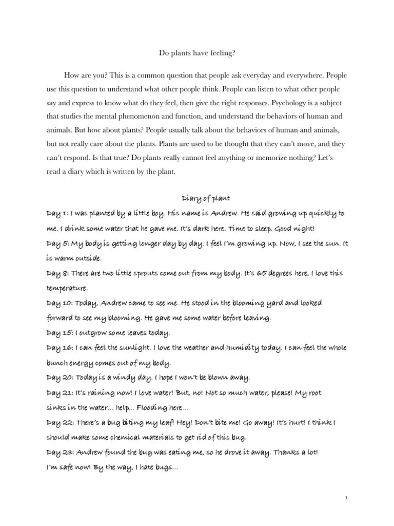 Do Plants Have Feelings PDF PDF Cognitive Science Psychological