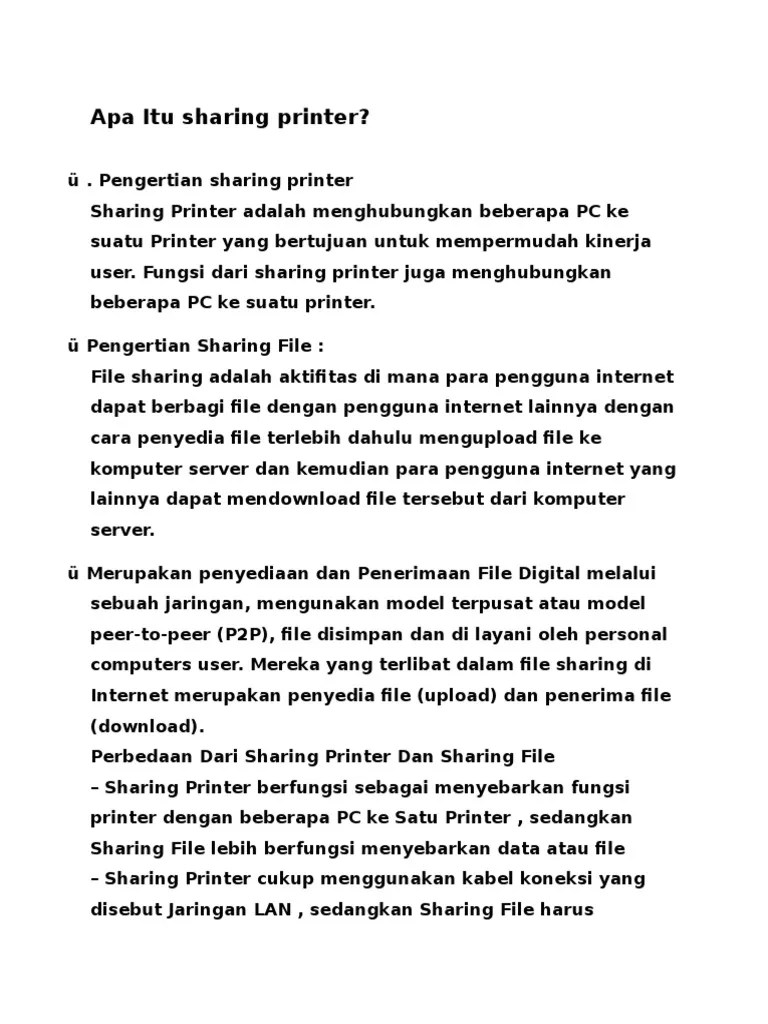 Apa Itu Sharing Printer