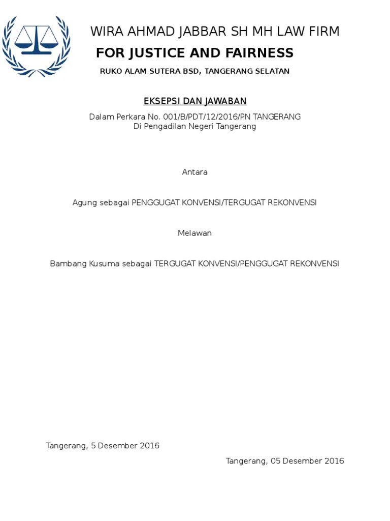 Contoh Surat Gugatan Rekonvensi Wanprestasi Download Kumpulan Gambar