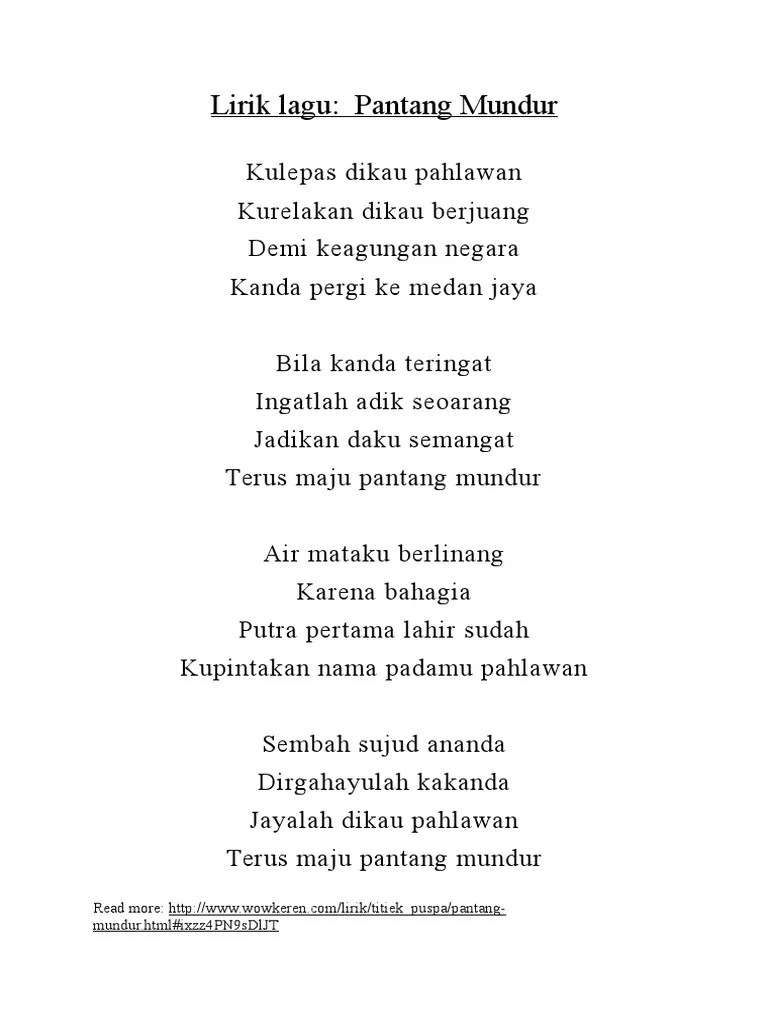 Lirik Lagu Maju Terus Pantang Mundur – Sedang