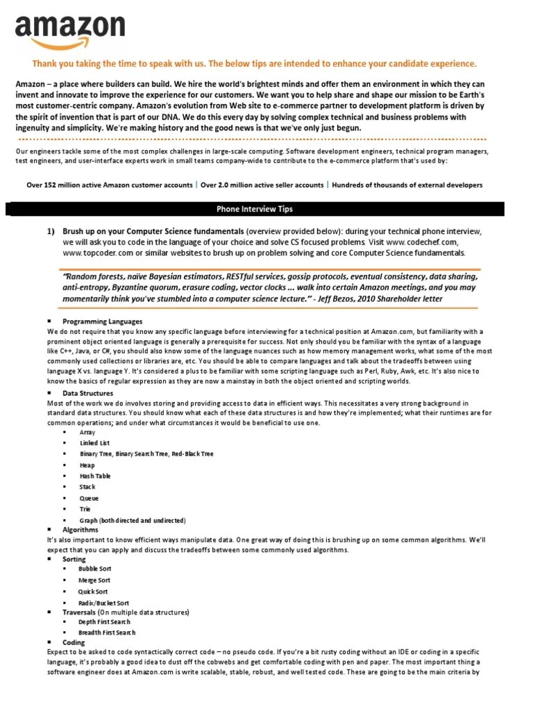 Amazon Phone Interview Prep. 1 Databases