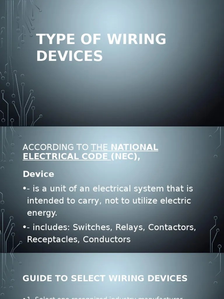 Type of Wiring Devices PDF Electrical Wiring Components