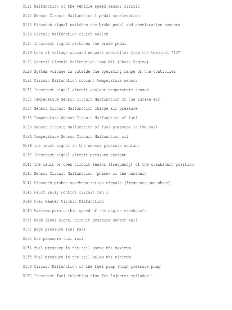 Iveco Fault Codes PDF Fuel Injection Throttle