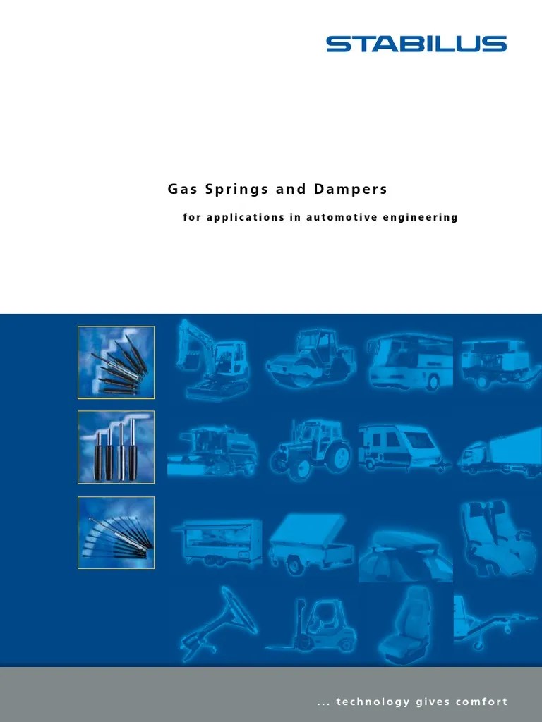 STABILUS Gas Springs and Dampers PDF PDF Gases Machines