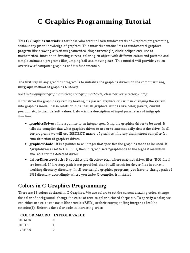 Graphics Programming PDF Computer Graphics C (Programming Language)