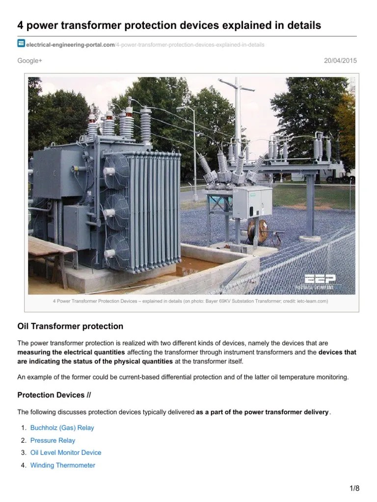 4 Power Transformer Protection Devices Explained in Details