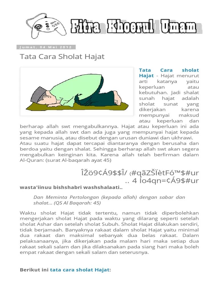 Sholat Hajat Berapa Rakaat
