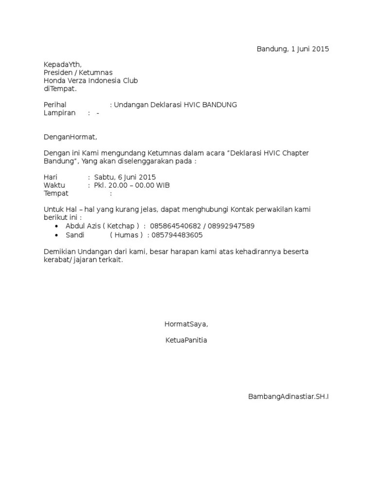 Contoh Surat Undangan Komunitas Motor – Beinyu.com