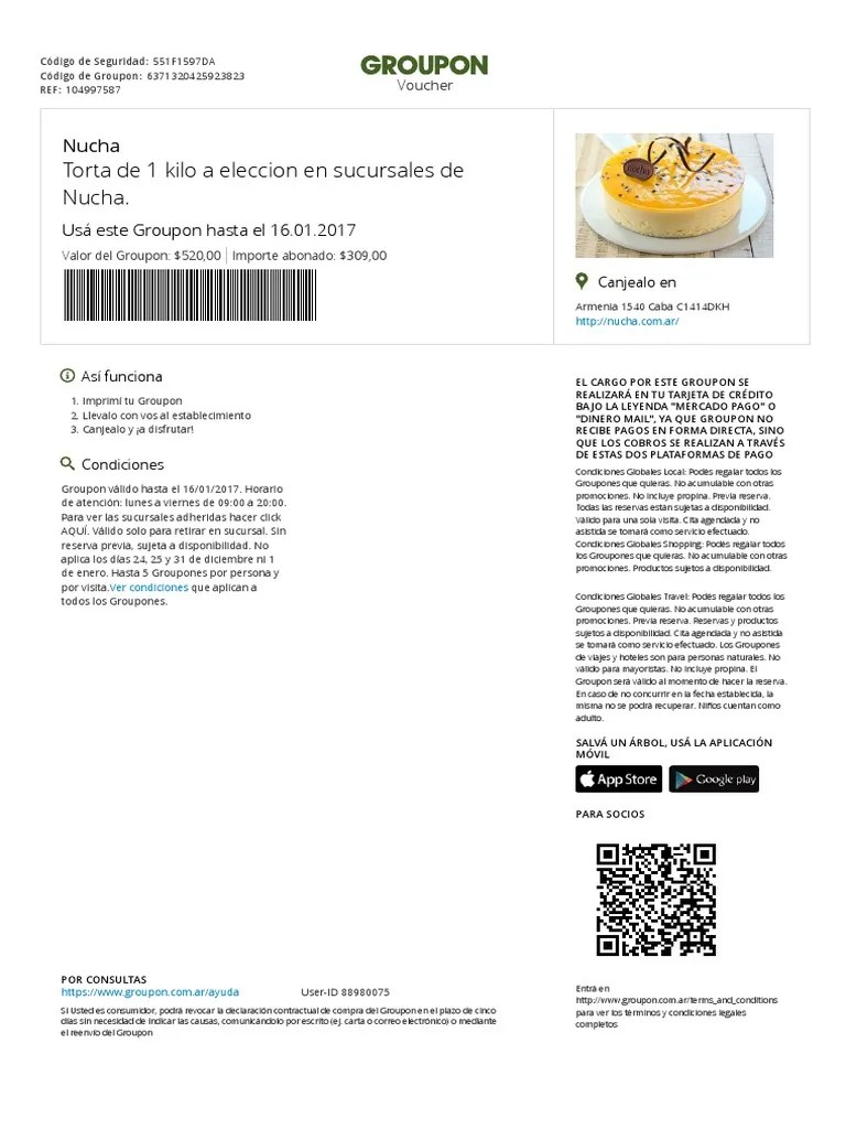 Groupon Voucher Torta Nucha