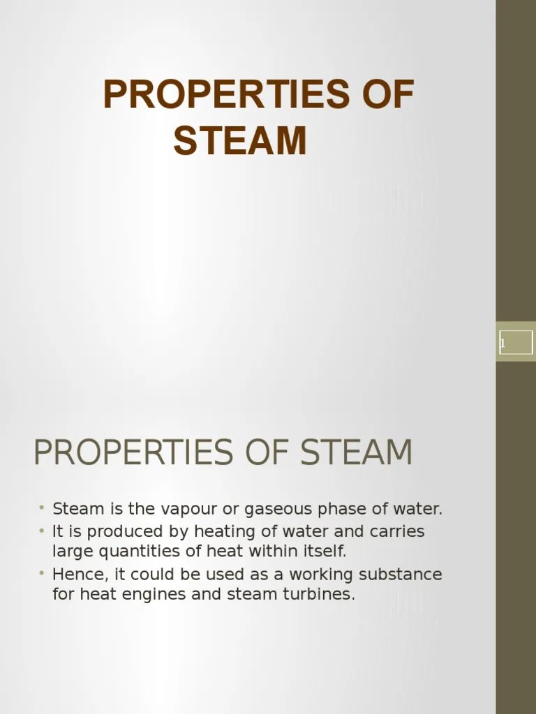 Properties of Steam PDF Steam Enthalpy