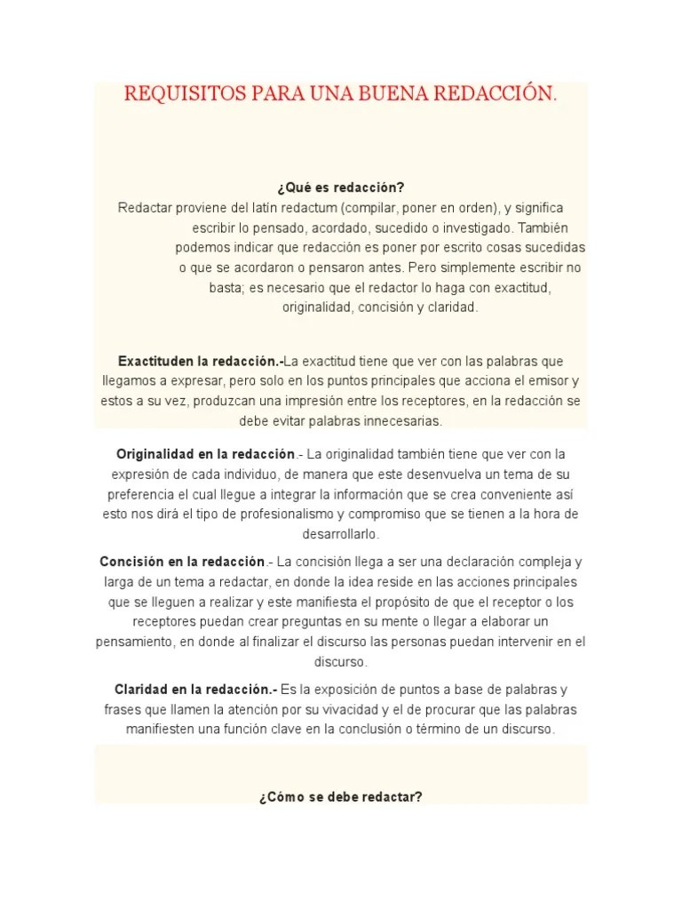 Requisitos Para Una Buena Redacción Linguistics Semiotics