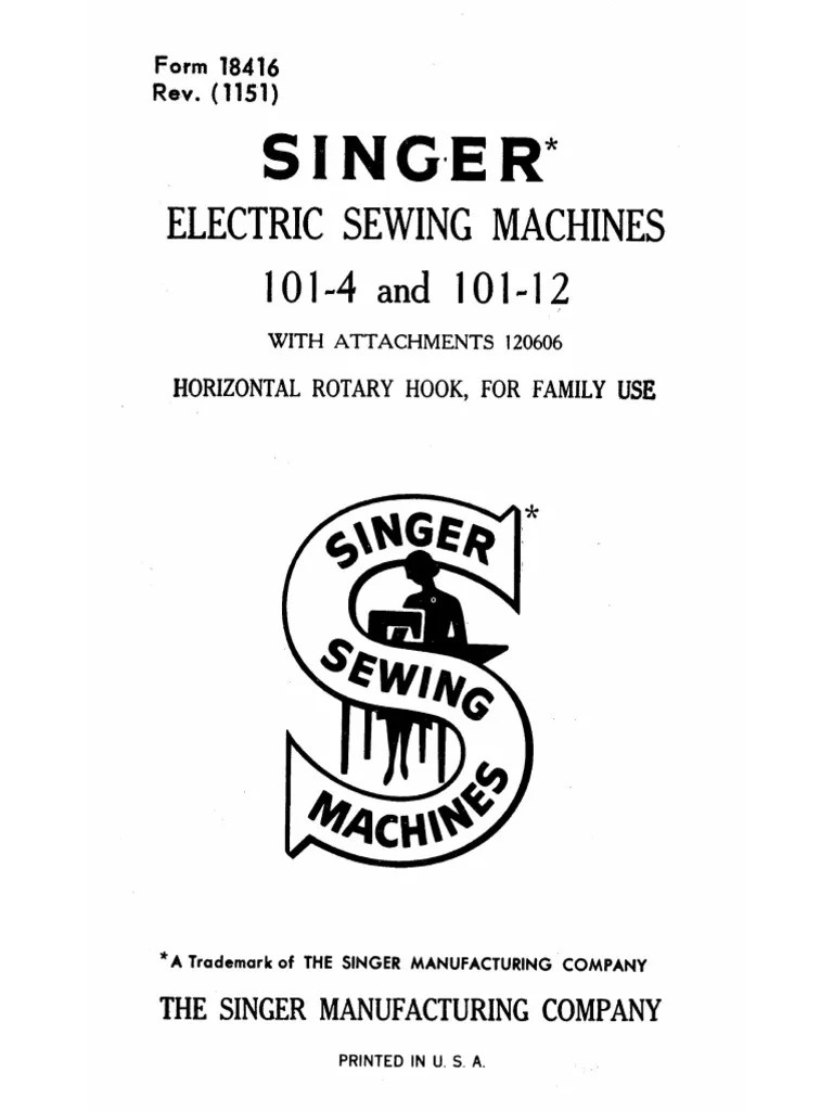Singer 101 Owner's Manual PDF | PDF