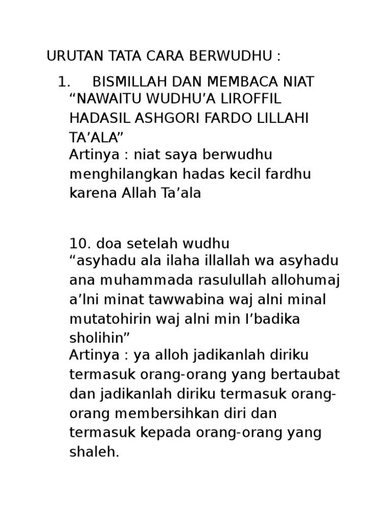 Urutan Tata Cara Berwudhu | PDF