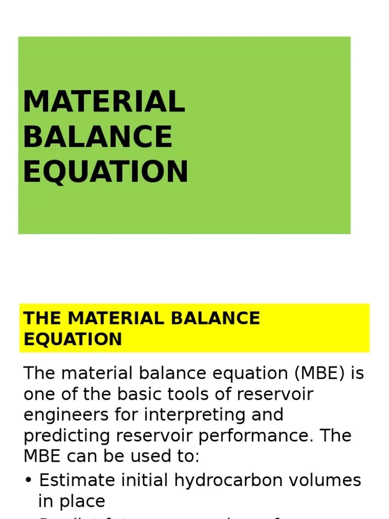 Derivation of The General Material Balance Equation PDF