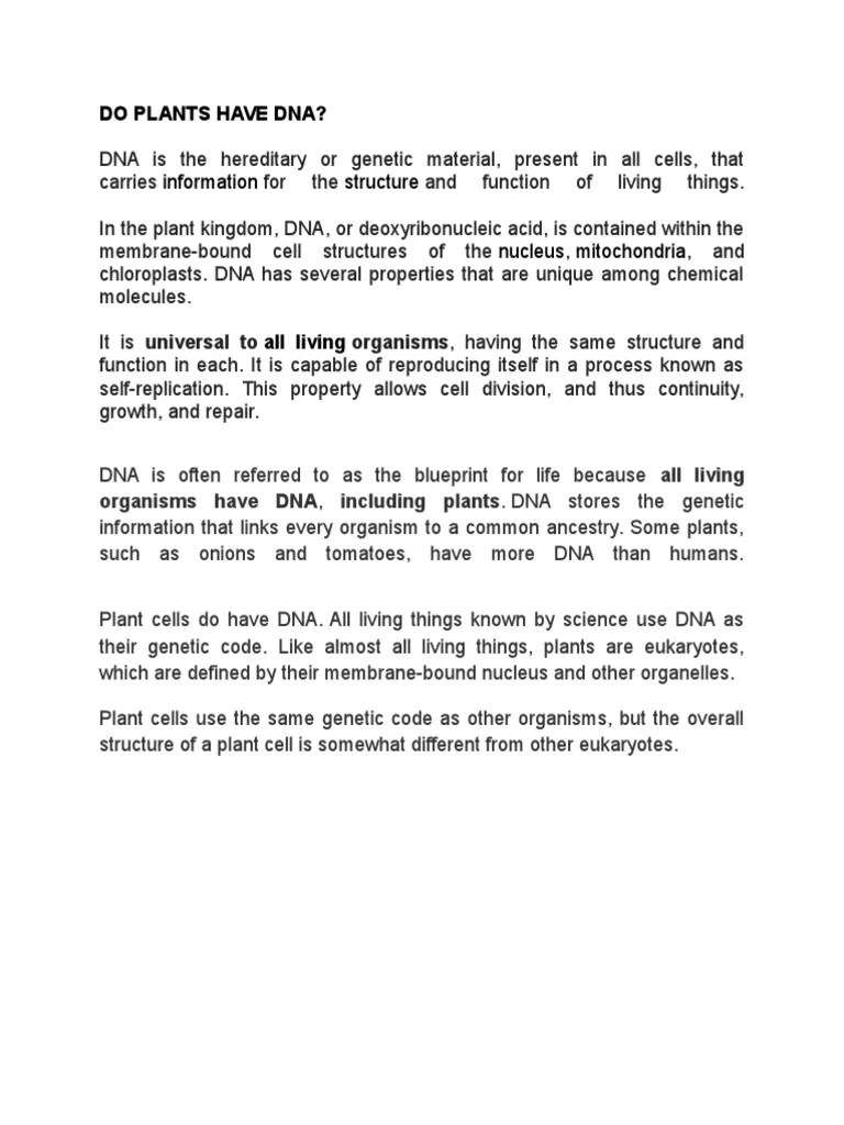 Information Structure Do Plants Have Dna? PDF