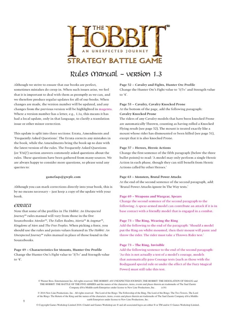 LotR Rules Manual v1.3 Pg 4 1 Middle Earth The Lord Of The Rings