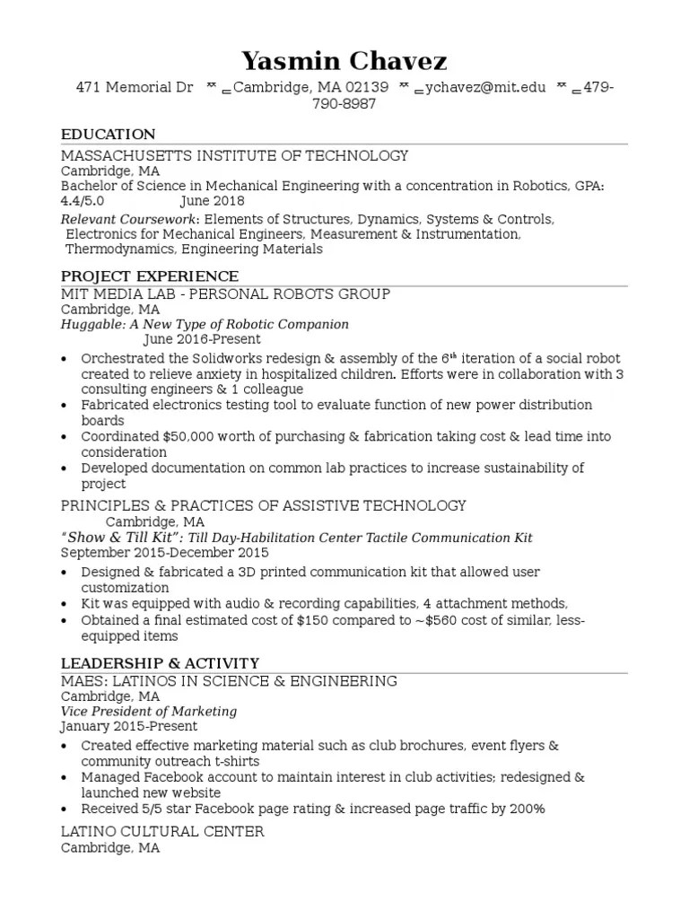 Resume 6 5 | PDF | Massachusetts Institute Of Technology | Engineering