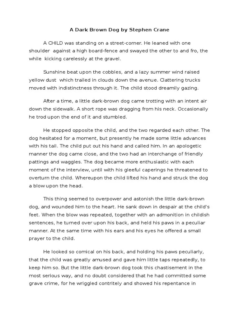 A Dark Brown Dog by Stephen Crane PDF Hamlet To Kill A Mockingbird