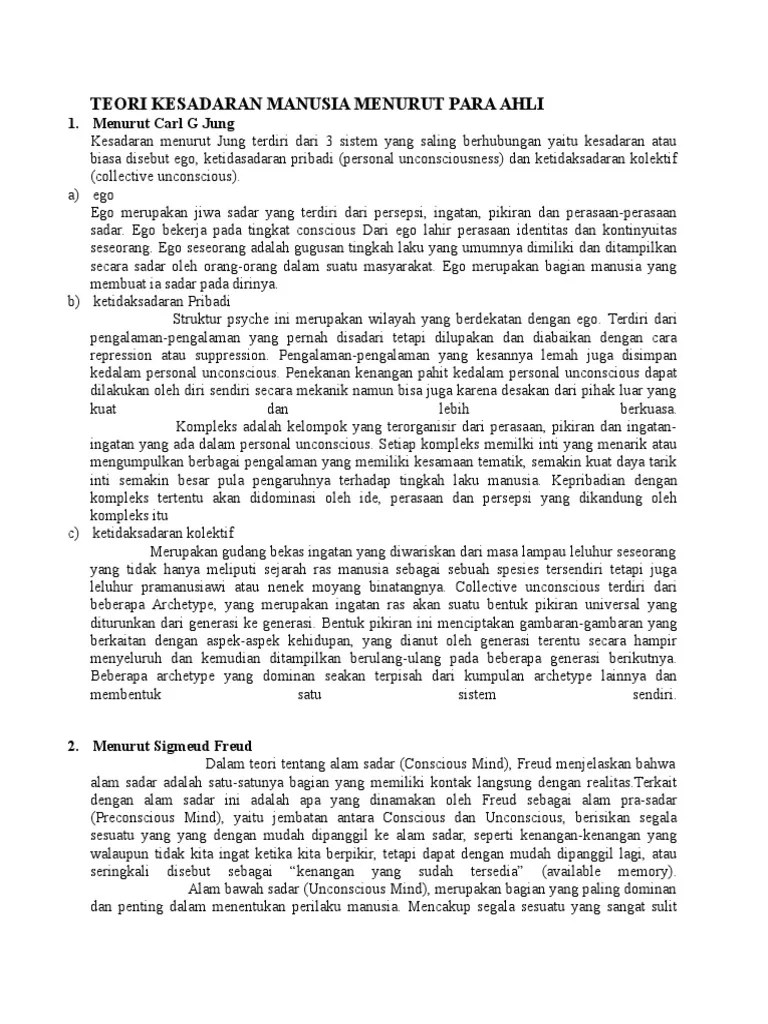 Teori Kesadaran Manusia Menurut Para Ahli