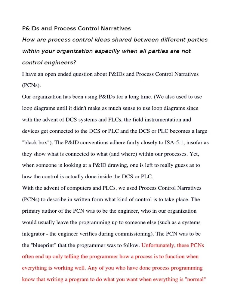 P&IDs and Process Control Narratives PDF Programmable Logic