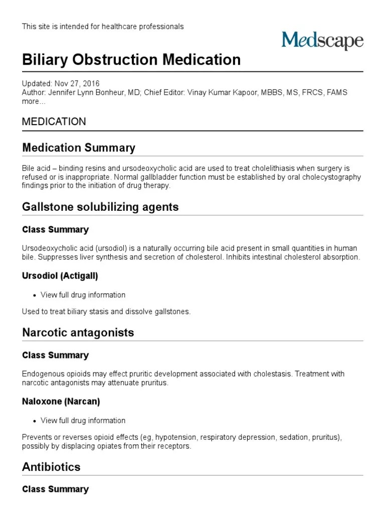 Biliary Obstruction Medication_ Gallstone Solubilizing Agents, Narcotic
