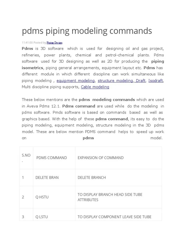 Pdms Piping Modeling Commands Download Free PDF Geometry Teaching