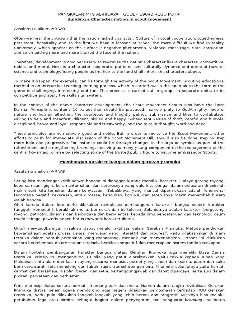 Contoh Pidato Bahasa Inggris Tentang Pramuka // Kumpulan Contoh Terbaru