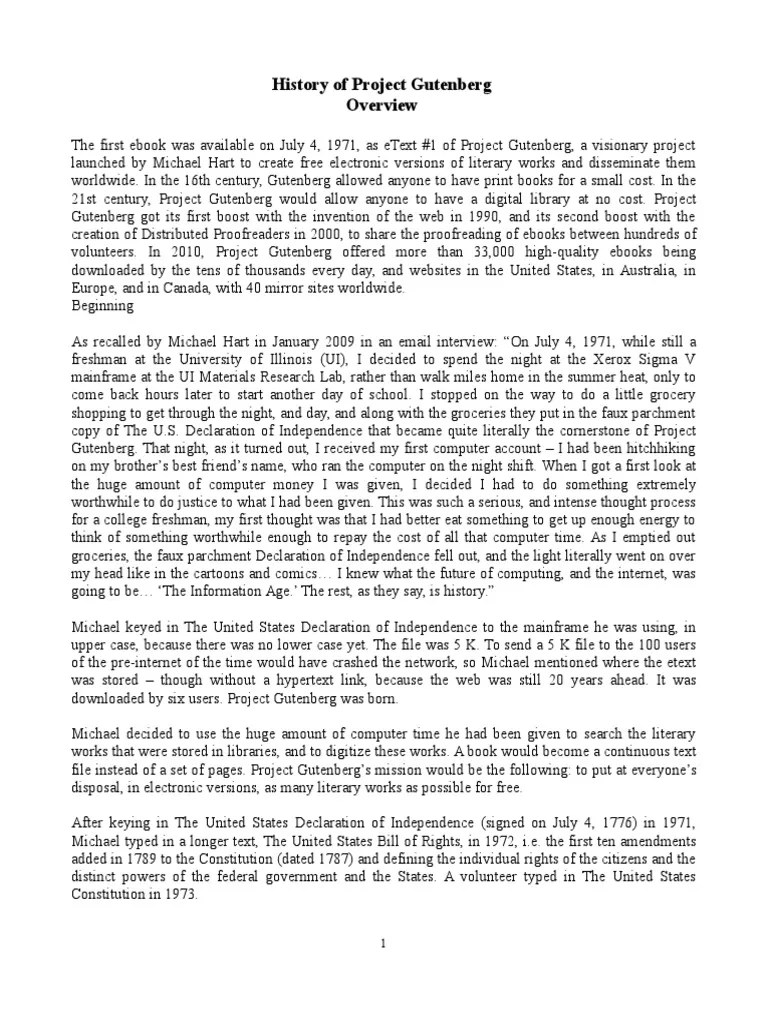 History of Project Gutenberg Project Gutenberg Distributed Proofreaders