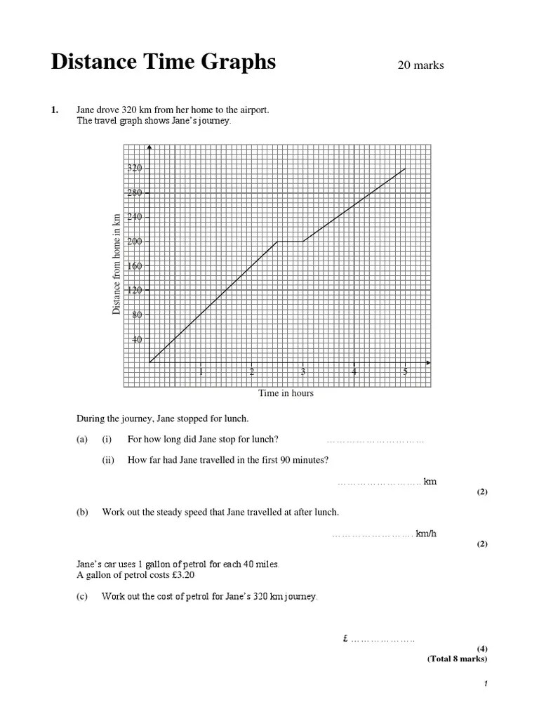 Distance Time Graphs Worksheet Speed Nature