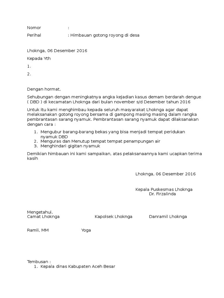 Contoh Surat Himbauan Gotong Royong - Audit Kinerja