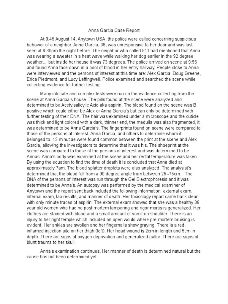anna garcia case report Autopsy Medicine