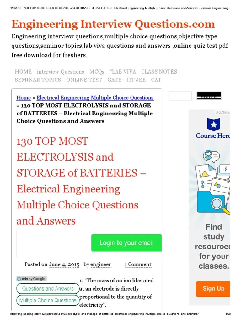 130 TOP MOST ELECTROLYSIS and STORAGE of BATTERIES Electrical