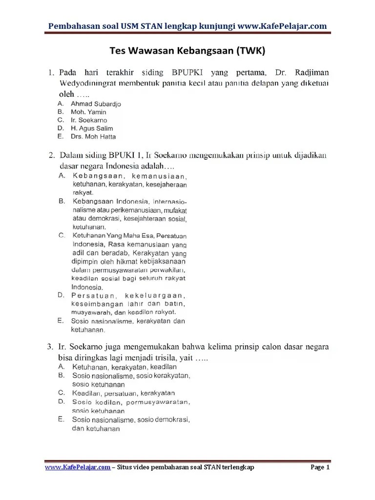 Soal Twk Dan Pembahasan Stan Guru Paud