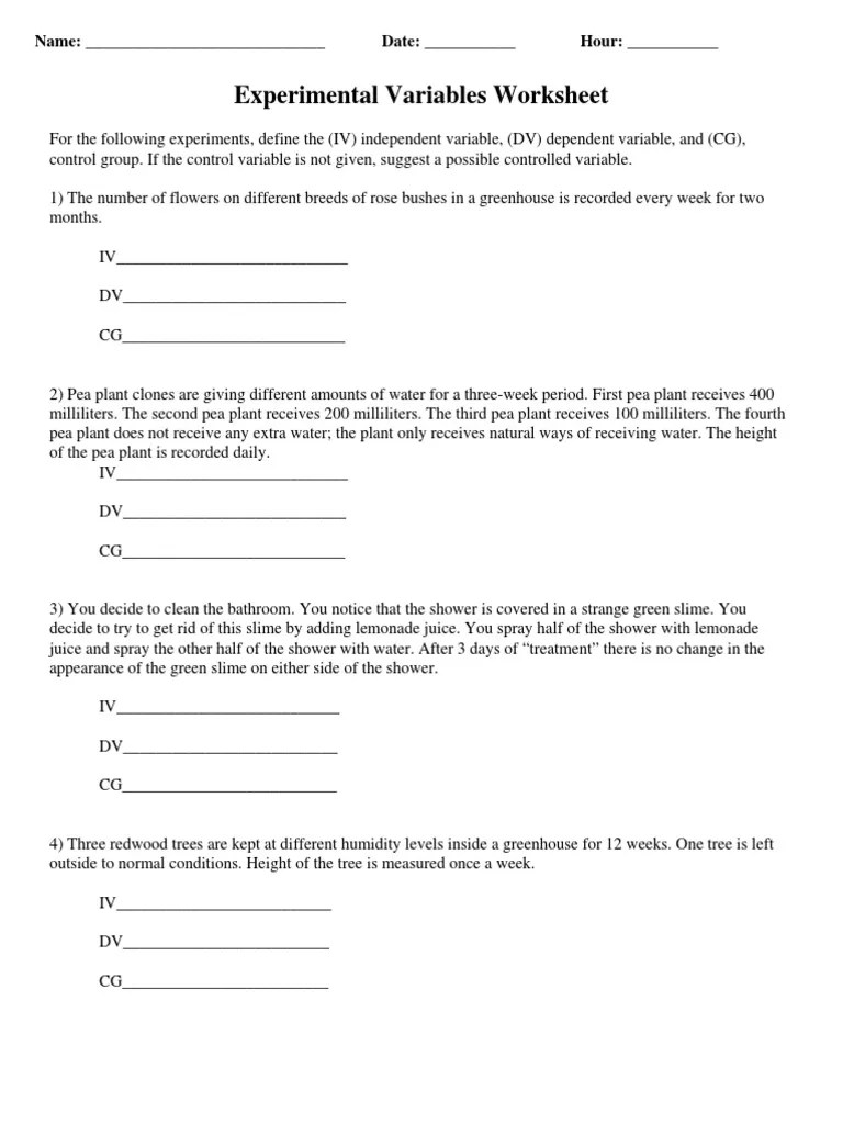 Experimental_Variables_Worksheet.pdf | Experiment | Plants