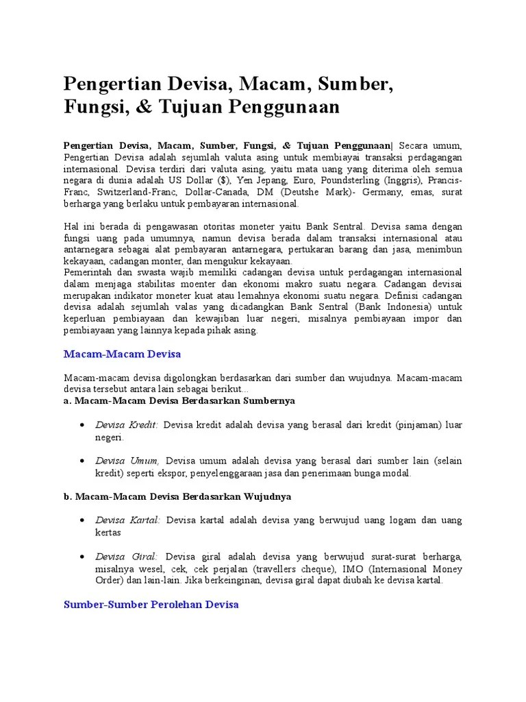 Pengertian Devisa | PDF